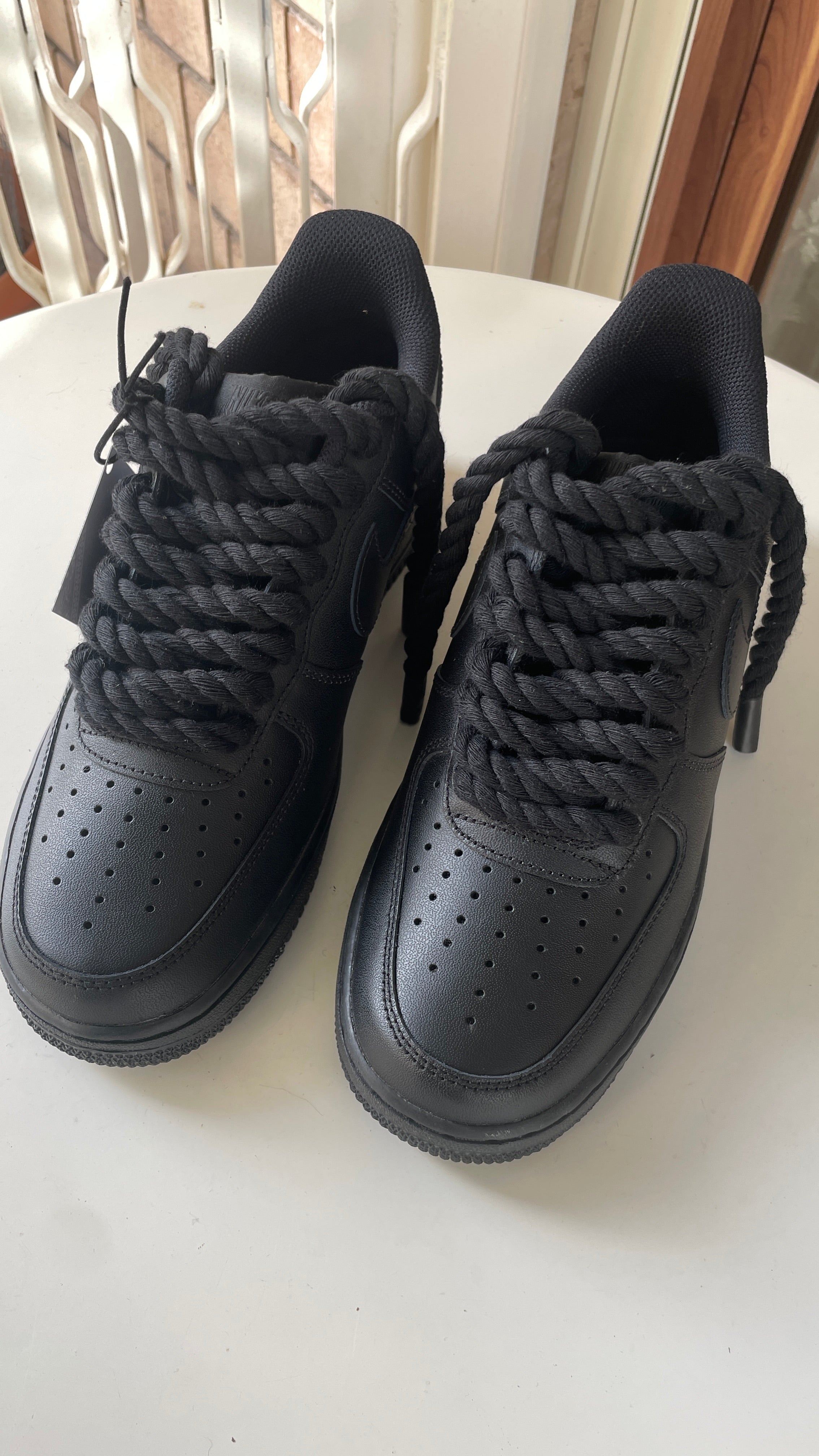 Sneakers Air Force 1 personalizzate con lacci in corda nere -  Italia
